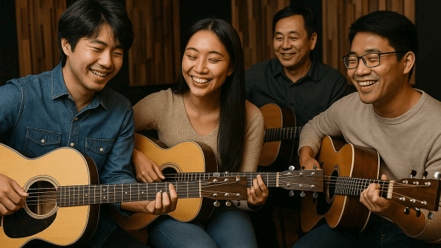 Happy Students Playing Guitar